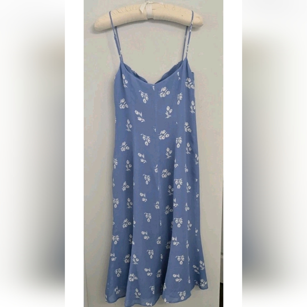Reformation Cybill Blue Floral Print Georgette Midi Dress! Size S - Picture 4 of 5
